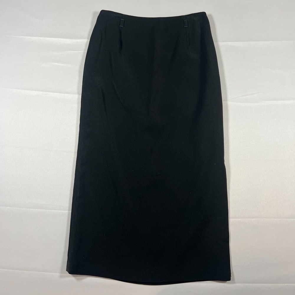 Sag Harbor Maxi Skirt Womens 8 Black High Waisted Back Zip Side Slit Formal Wear